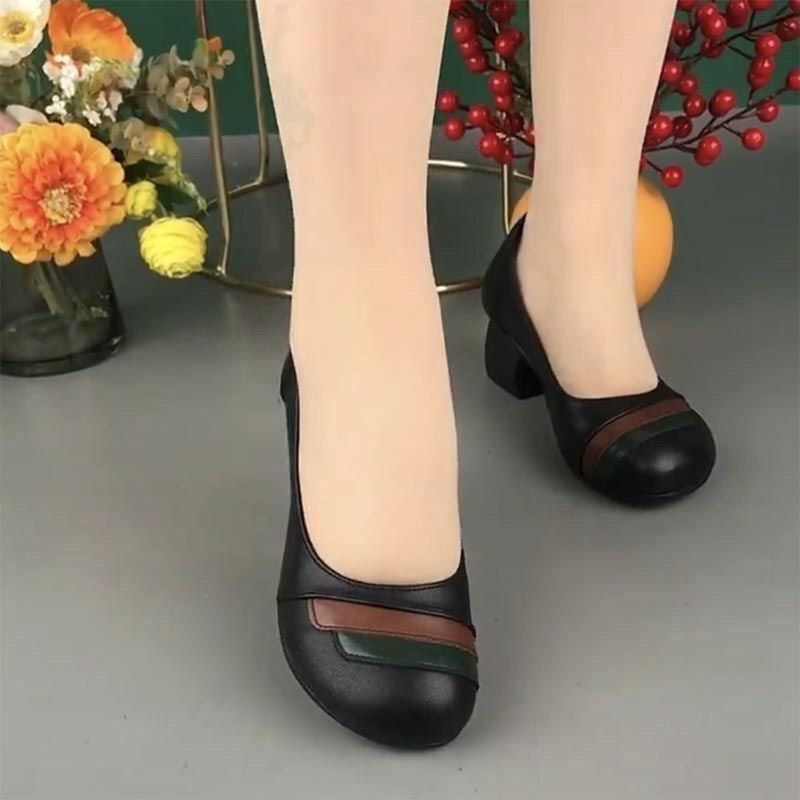 Zapatos de piel con bloques de color retro