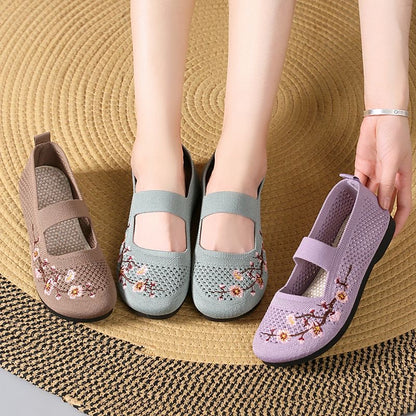 Zapatos de malla con cordones bordados