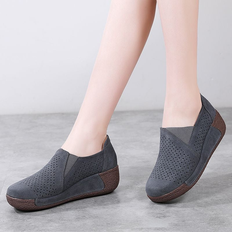 Zapatos casuales de plataforma de cuero genuino