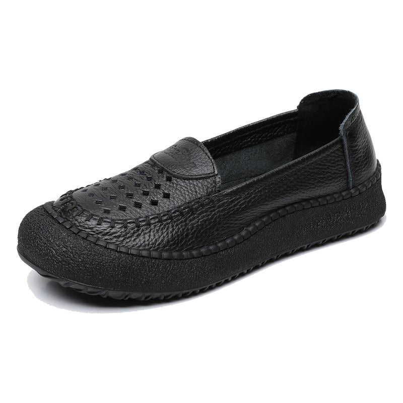 Zapatos de punta redonda 100% cuero genuino