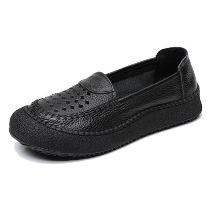 Zapatos de punta redonda 100% cuero genuino