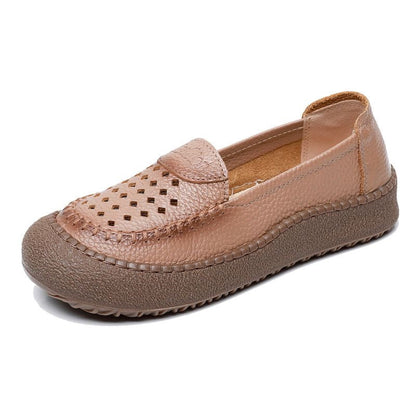 Zapatos de punta redonda 100% cuero genuino