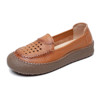 Zapatos de punta redonda 100% cuero genuino