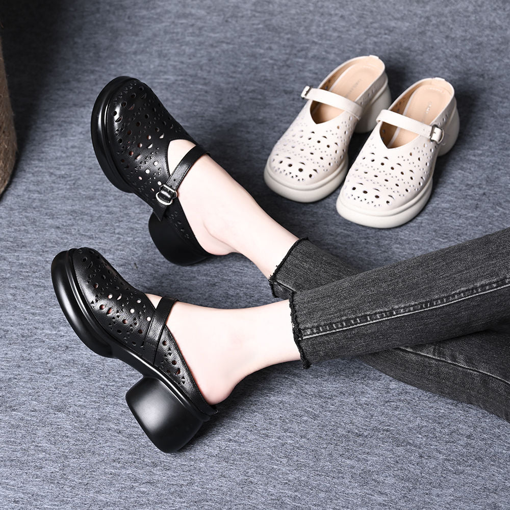 Zapatos de cuña de piel con plataforma