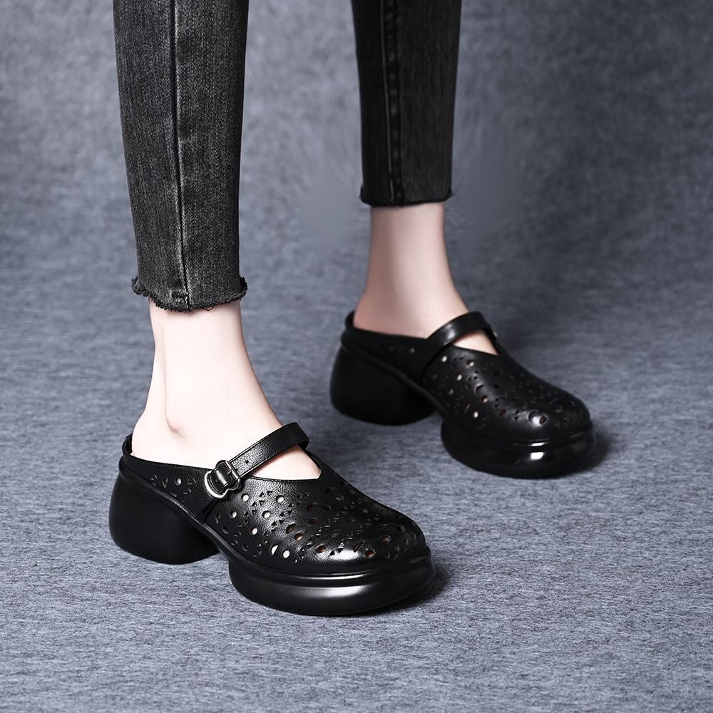 Zapatos de cuña de piel con plataforma
