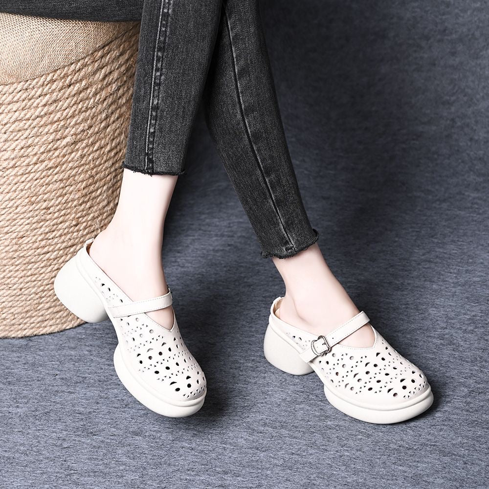 Zapatos de cuña de piel con plataforma