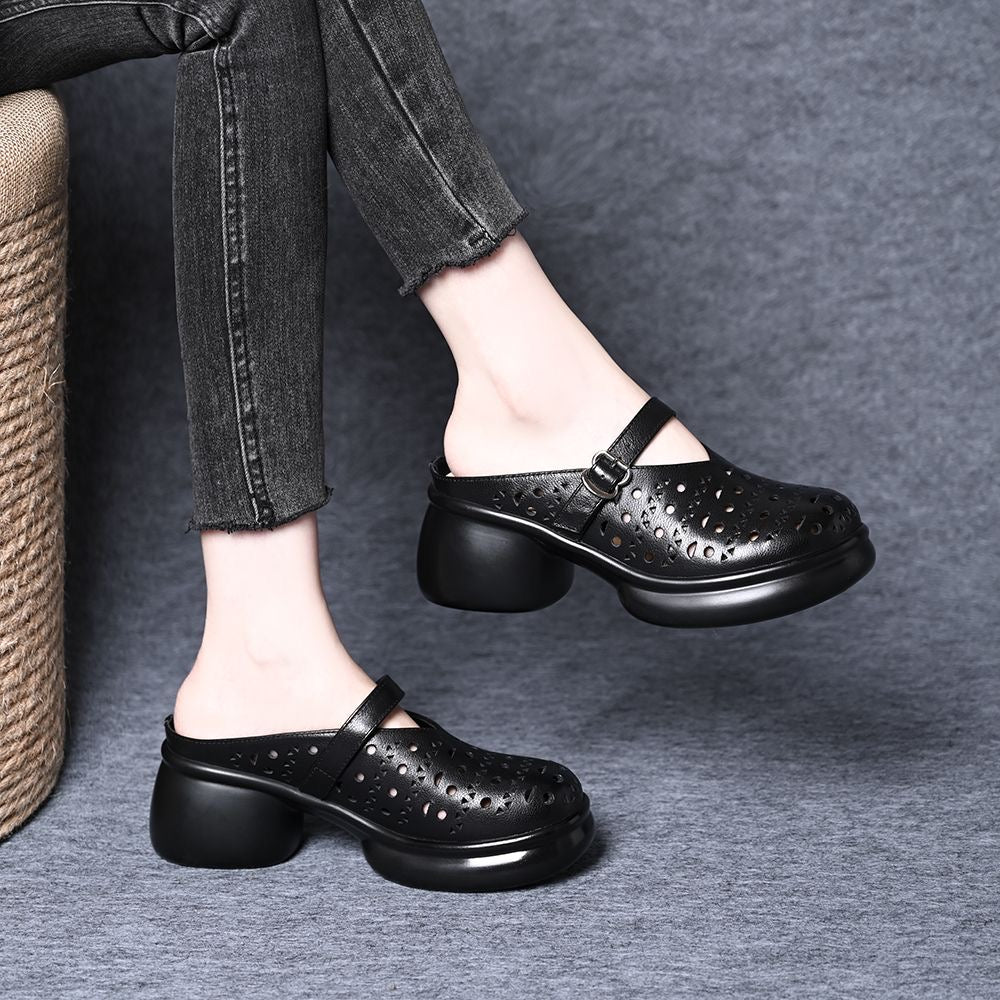 Zapatos de cuña de piel con plataforma