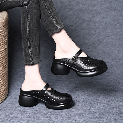 Zapatos de cuña de piel con plataforma