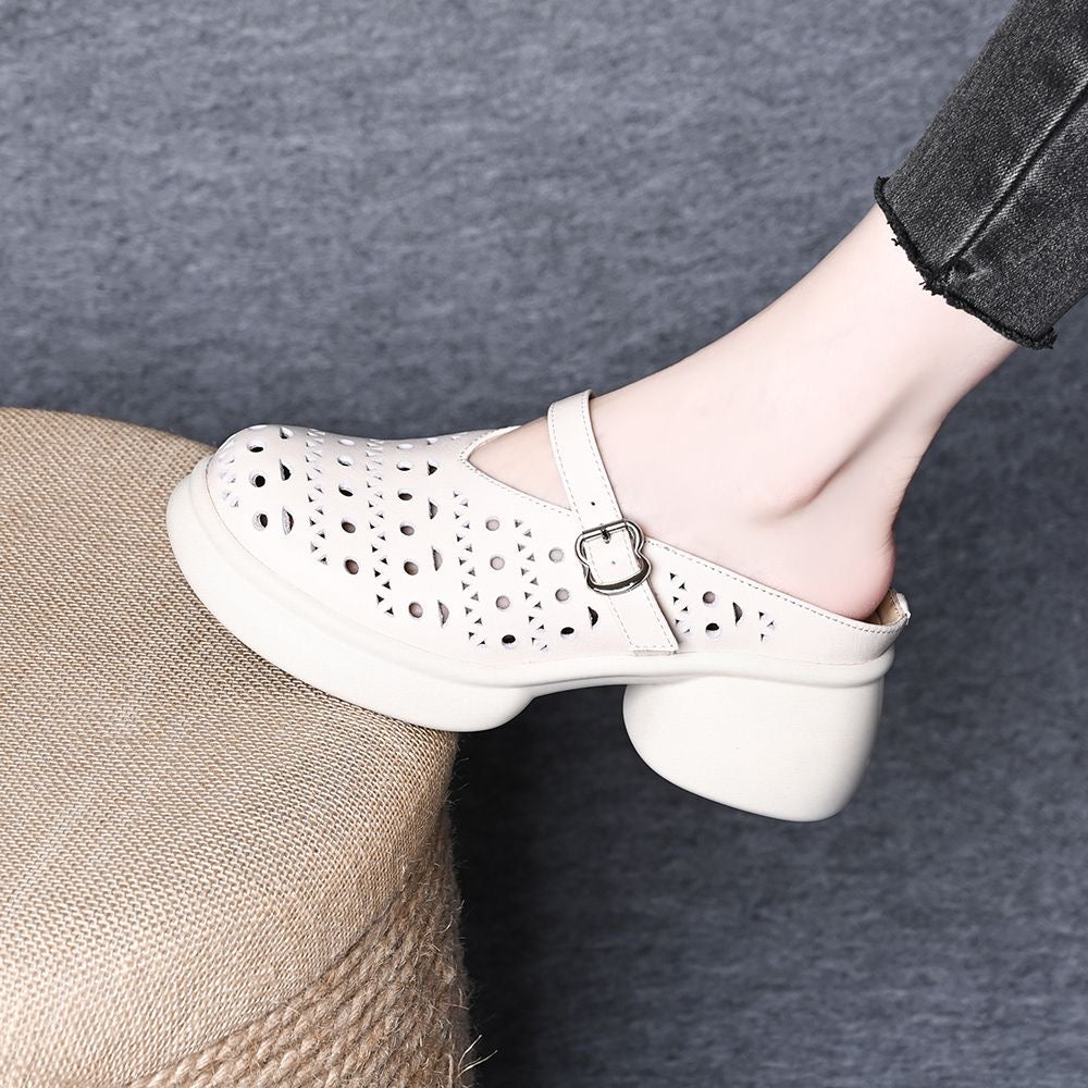 Zapatos de cuña de piel con plataforma