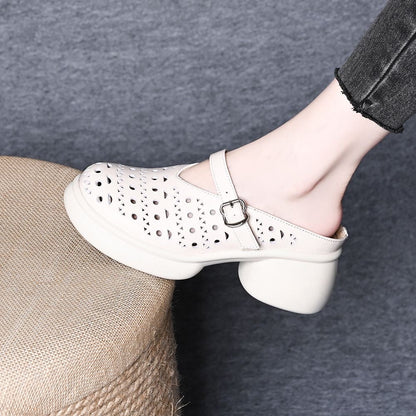 Zapatos de cuña de piel con plataforma