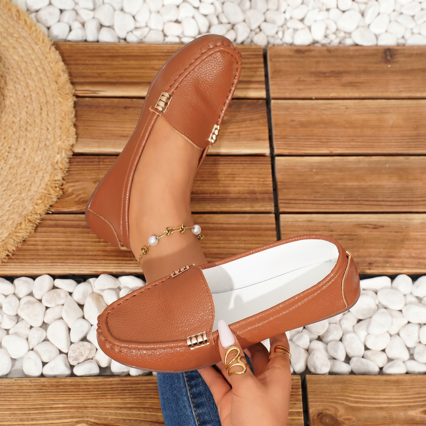 Zapatos planos cómodos y transpirables para mujer, loafers slip-on