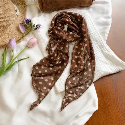 Pañuelo de lunares, bufanda elegante para el cuello, fina para primavera y verano