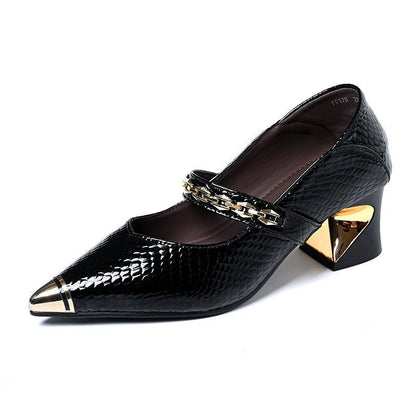 Zapatos punta fina con tacón ancho
