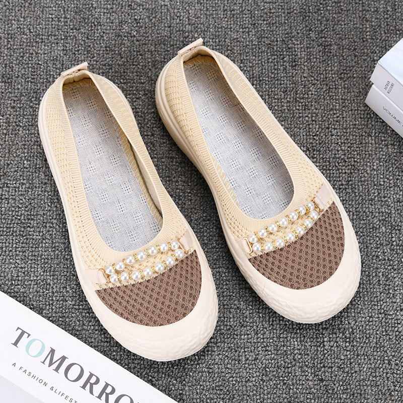Zapatos de malla con cadena de perlas