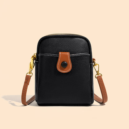 Bolso retro multifuncional de cuero auténtico para teléfono