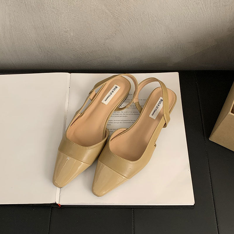 Sandalias de punta cerrada con tacón medio estilo primaveral