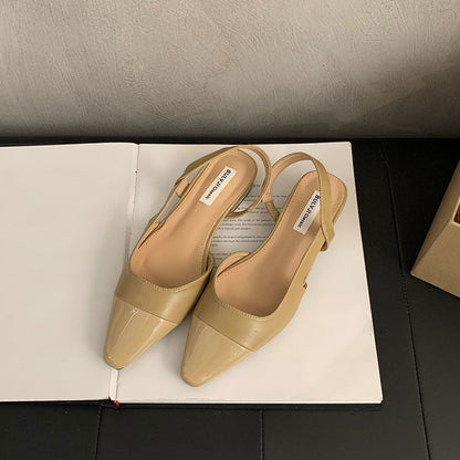 Sandalias de punta cerrada con tacón medio estilo primaveral