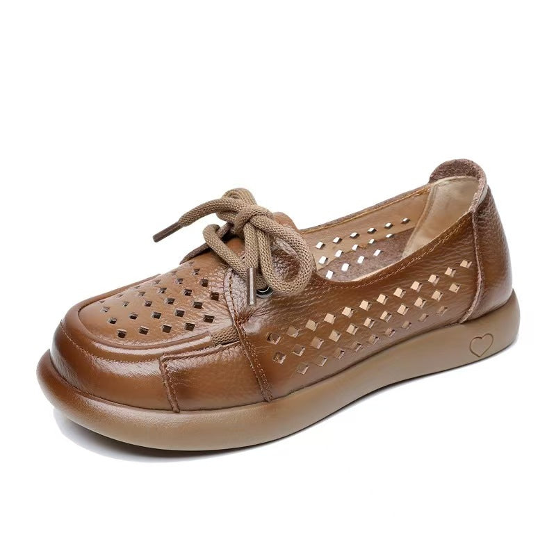 Zapatos cómodos de piel auténtica transpirable con suela hueca suave.