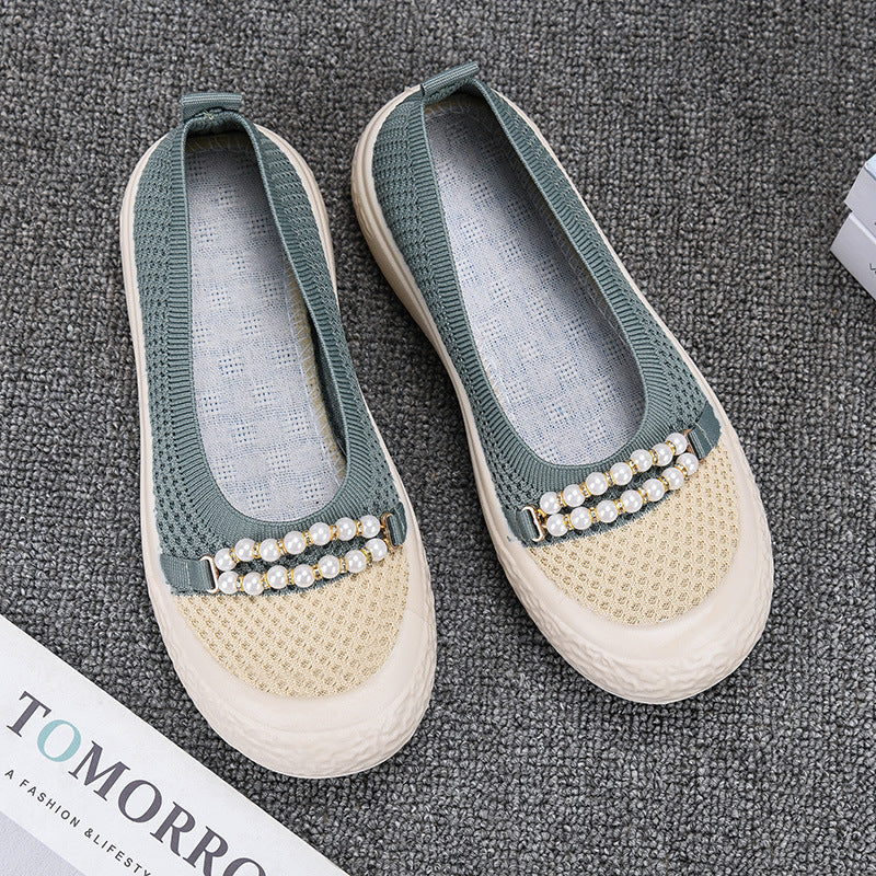 Zapatos de malla con cadena de perlas