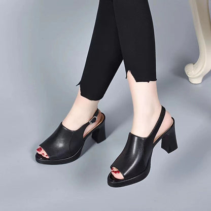Zapatos de tacón alto cómodos de piel auténtica para mujer.