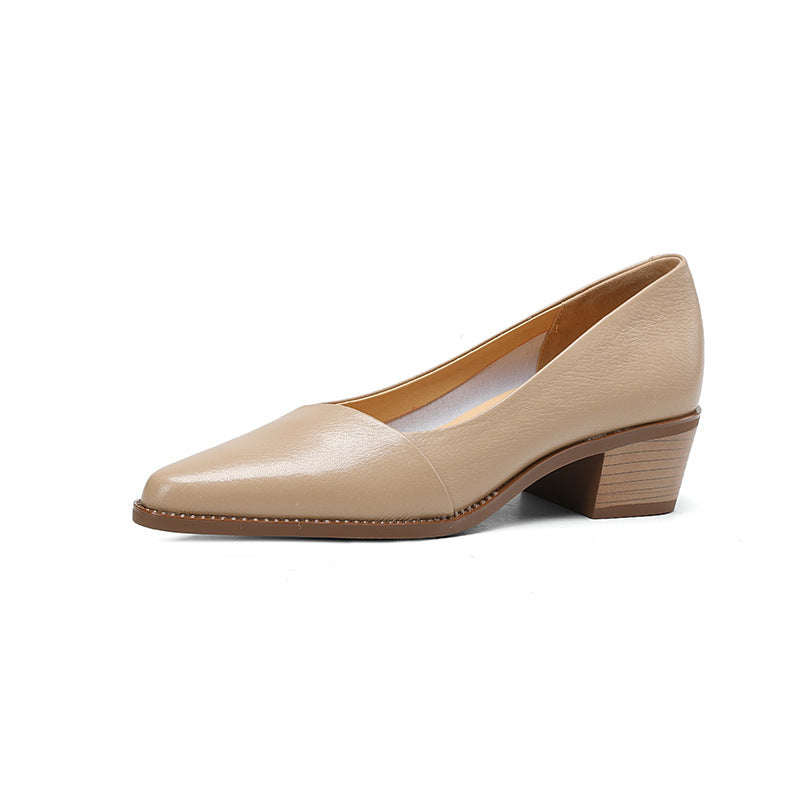 Zapatos de piel suave con punta afilada estilo francés