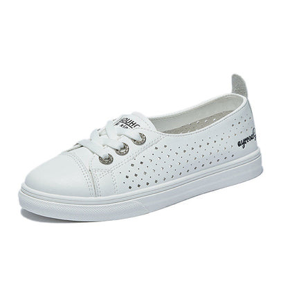 Zapatos blancos huecos de cuero genuino
