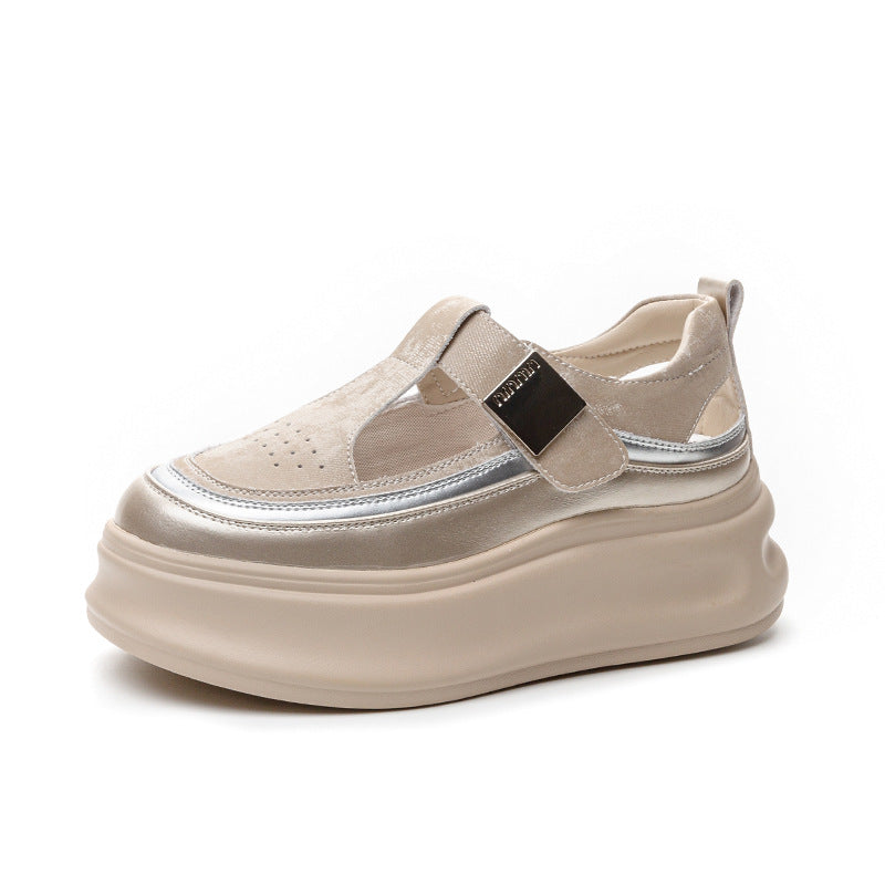 Zapatos de suela gruesa con velcro para aumentar la altura