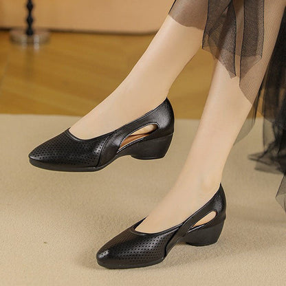 Zapatos cómodos de cuña de piel