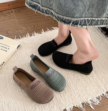 Zapatos de malla con punta redonda y rayas horizontales