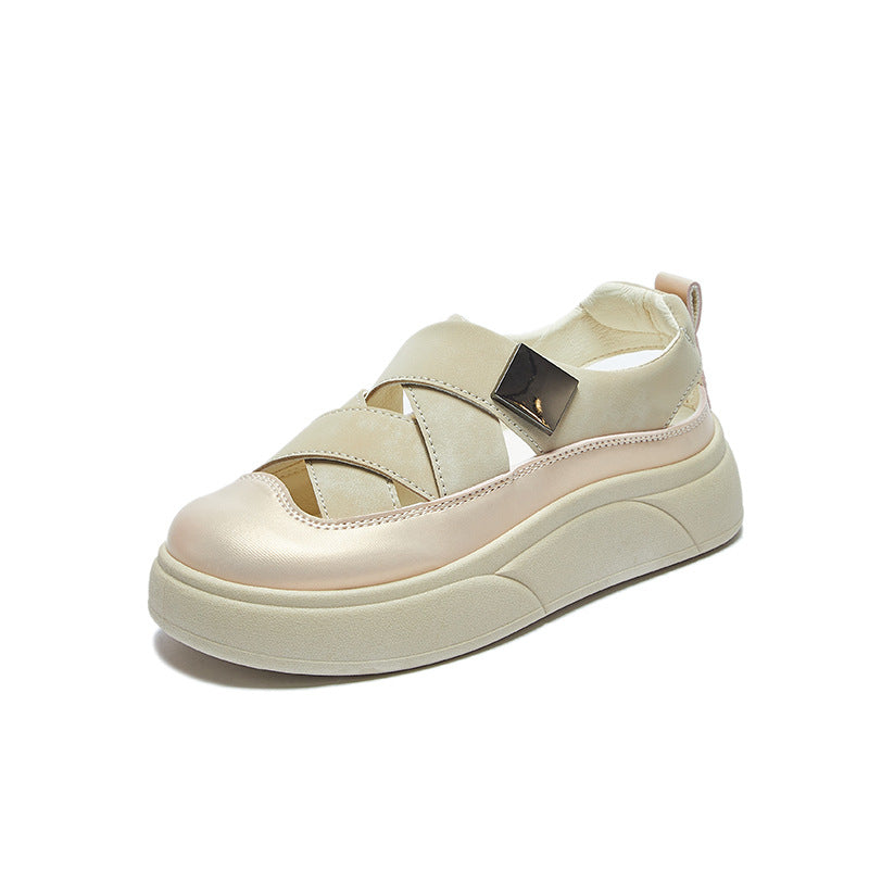 Zapatos de plataforma de piel transpirable que aumentan la estatura.