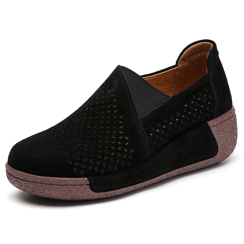 Zapatos casuales de plataforma de cuero genuino