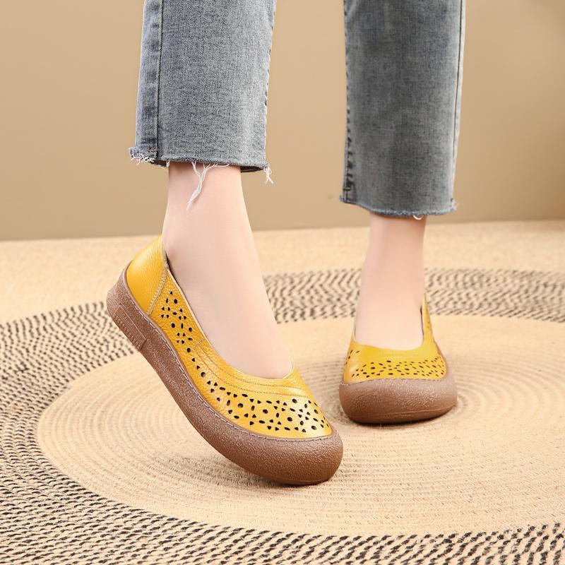 Zapatos de cuero holgados con punta redonda