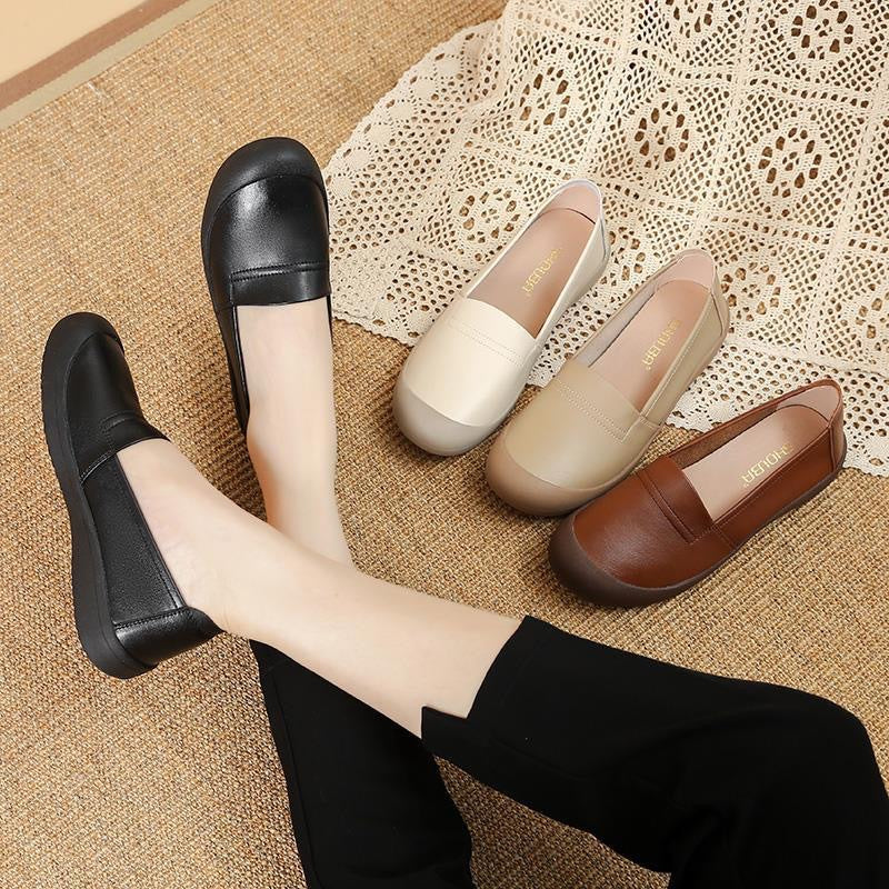 Zapatos de piel antideslizantes con suela blanda