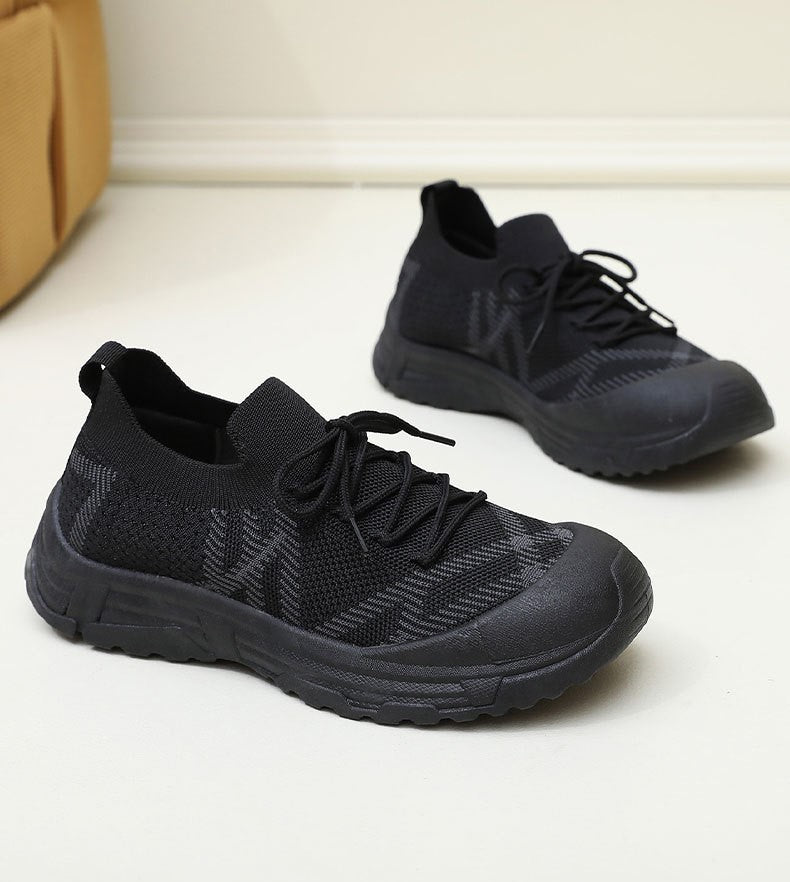 zapatos de malla con plataforma y punta redonda