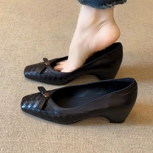 Zapatos de mujer de cuero trenzado estilo vintage