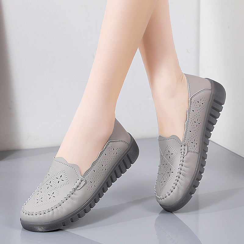 Zapatos de piel auténtica para mujer con superficie suave