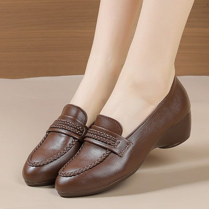 Zapatos mujer cuero vintage tacón cuña