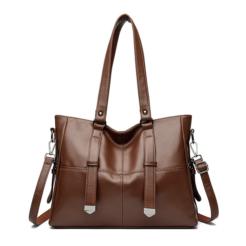 Elegante bolso tote grande de cuero suave — Bolso de mano de gran capacidad