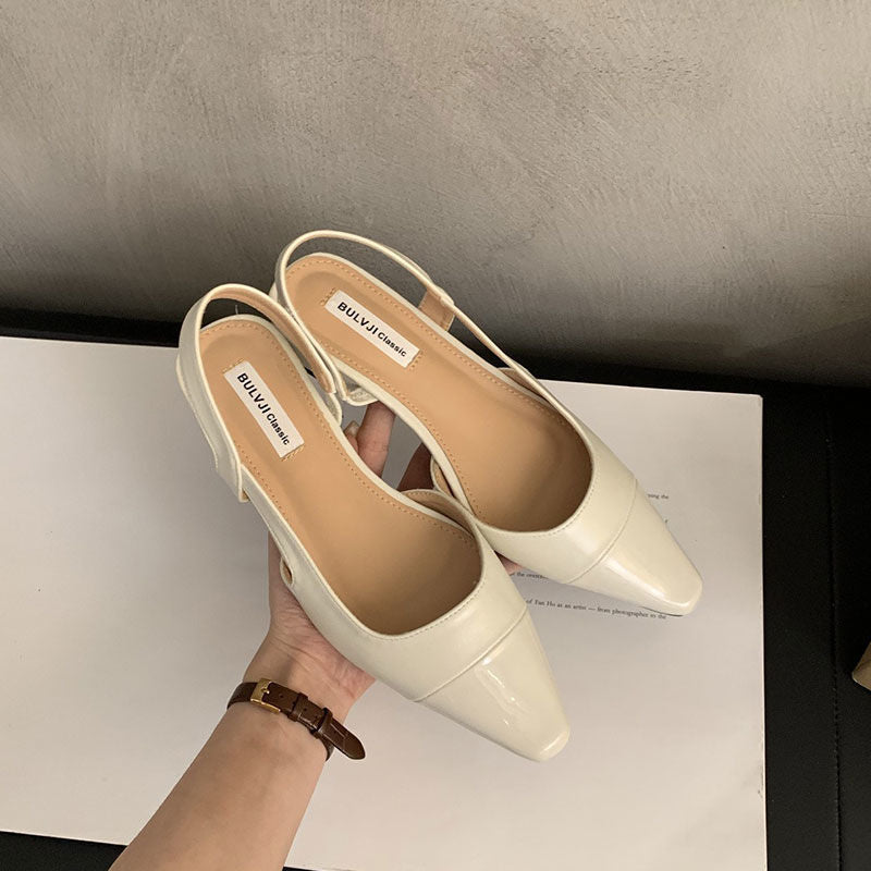 Sandalias de punta cerrada con tacón medio estilo primaveral