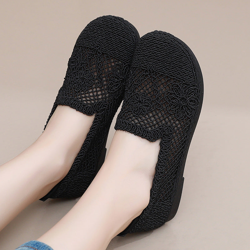 Zapatos de malla con punta redonda hueca