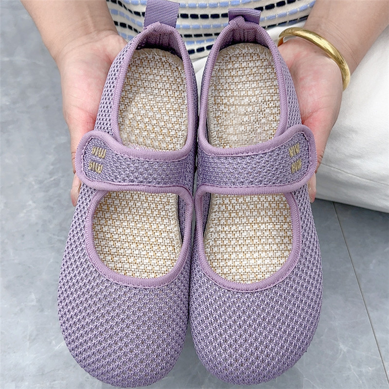 Zapatos de malla con punta redonda y velcro