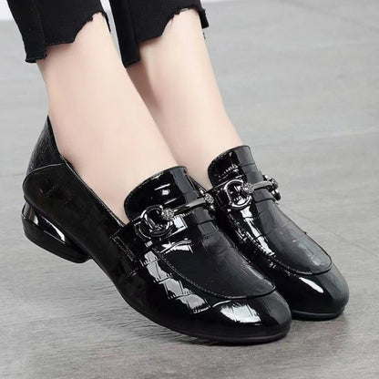 Zapatos de mujer de piel auténtica con efecto espejo a cuadros