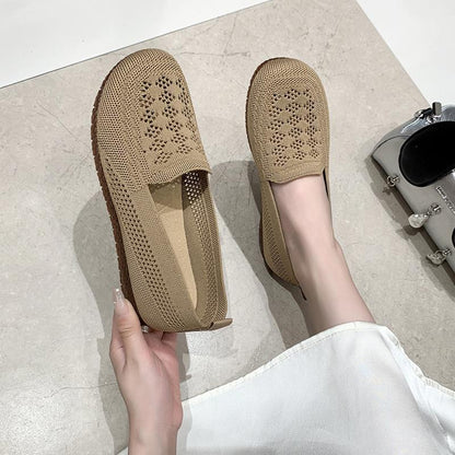 Zapatos de malla calada de suela blanda para mujer, nuevos 2026, loafers ligeros y transpirables