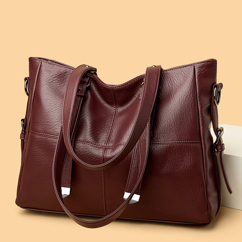 Elegante bolso tote grande de cuero suave — Bolso de mano de gran capacidad