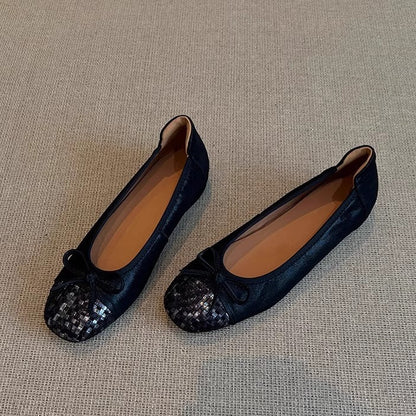 Nuevos zapatos planos de piel genuina con suela suave estilo francés