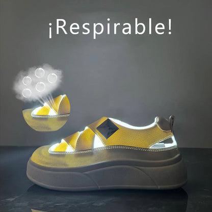 Zapatos de plataforma de piel transpirable que aumentan la estatura.