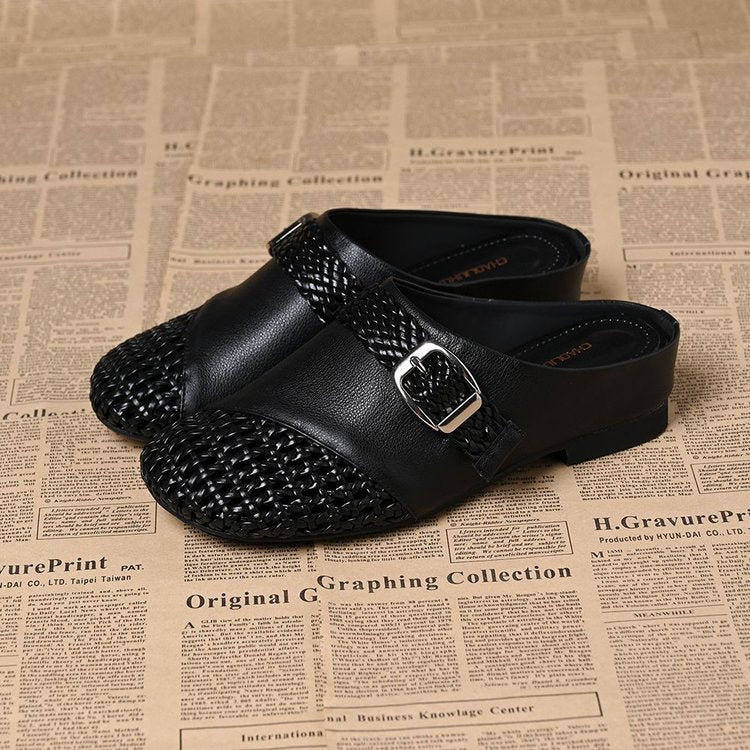 Pantuflas cerradas de tejido calado