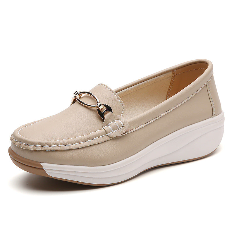 Mocasines con suela gruesa para mujer, con costuras hechas a mano, zapatos de mamá