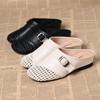 Pantuflas cerradas de tejido calado