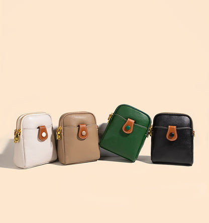 Bolso retro multifuncional de cuero auténtico para teléfono